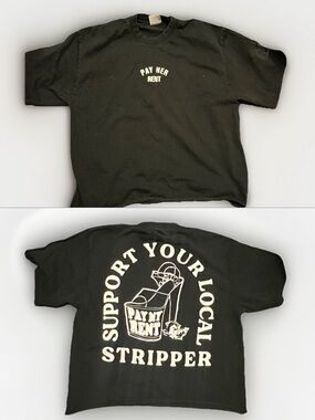 💰Pay Her Rent💰Support Your Local Stripper Vintage Y2K Boxy Crop Graphic Tee